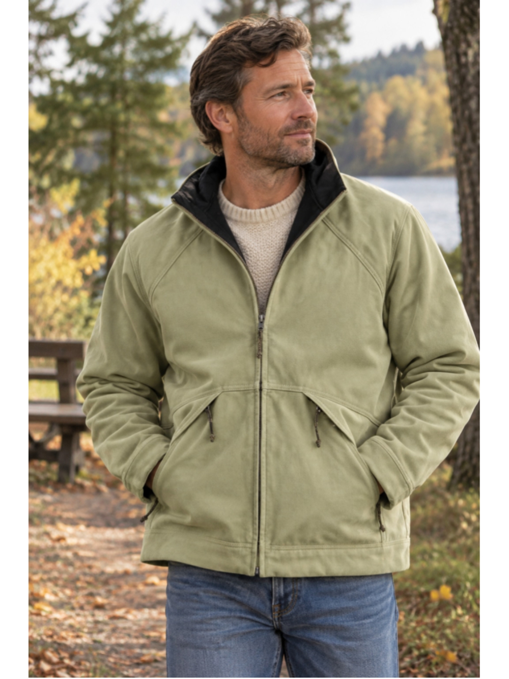 MEC Beige Nylon Canvas Fleece Lined Field Barn Coat Medium Heritage Jacket